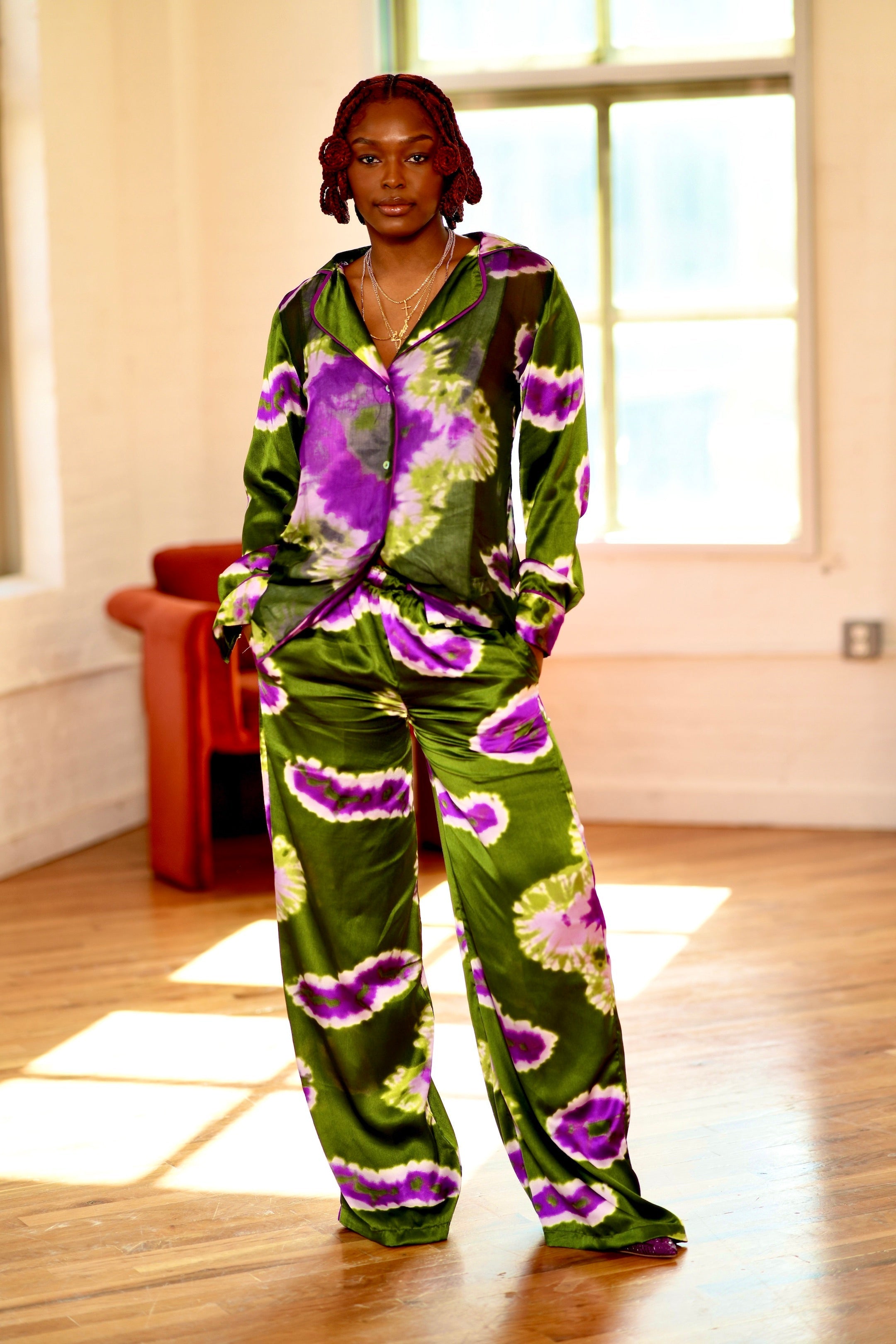 Purple Mushroom Satin Set