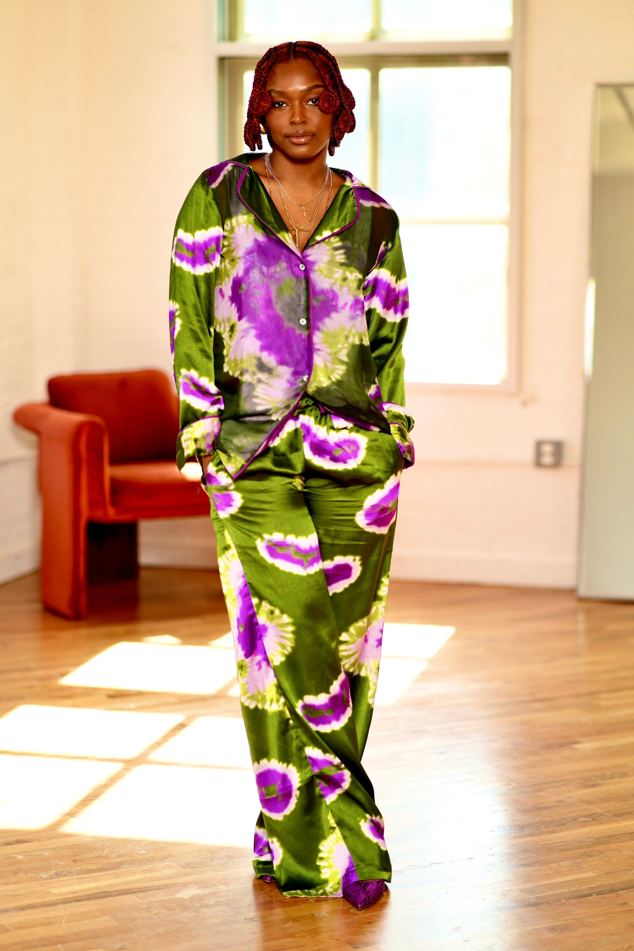 Purple Mushroom Satin Set