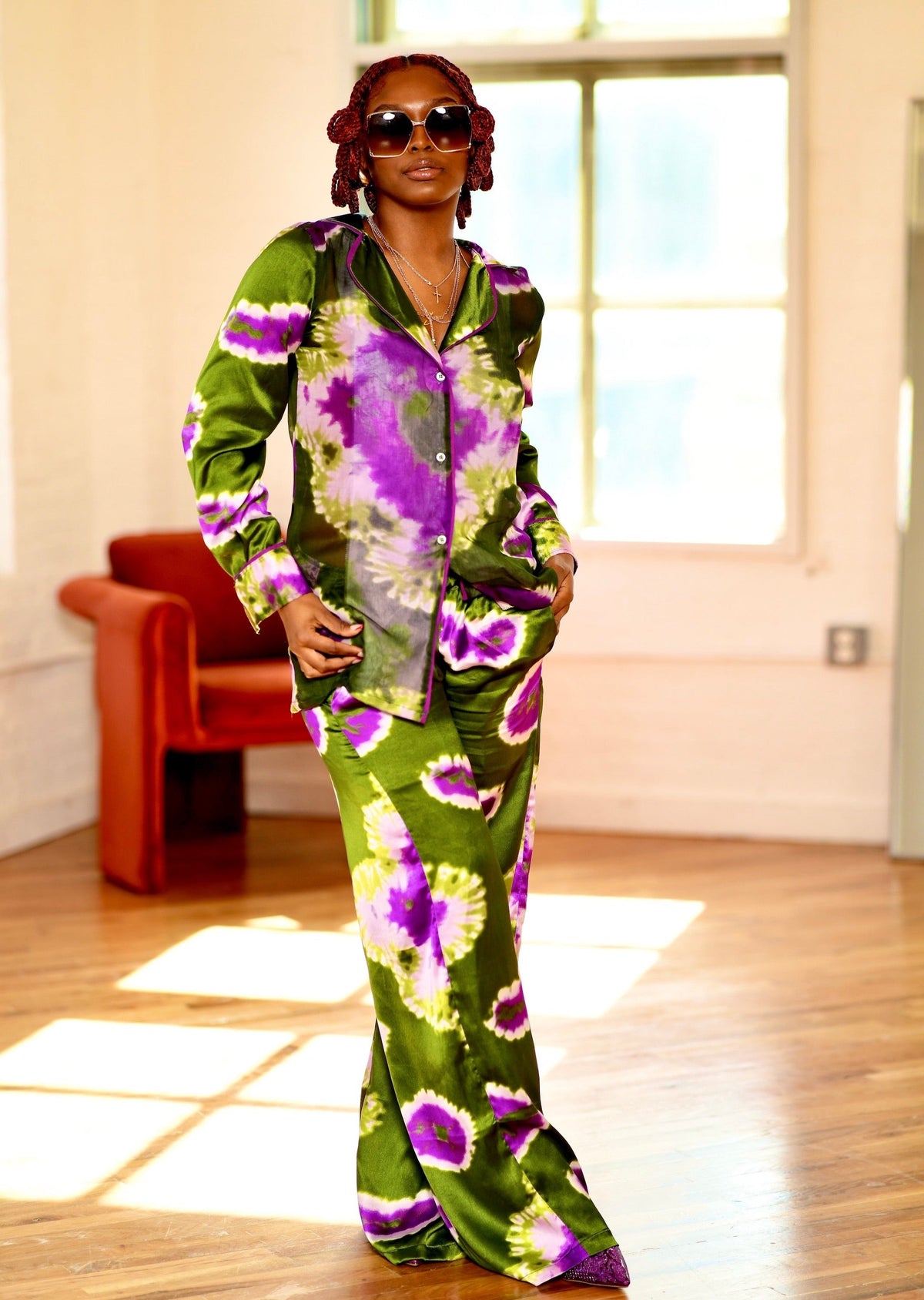 Purple Mushroom Satin Set