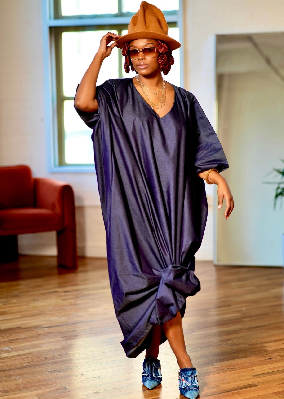 Uza Denim Kaftan Dress - DMNJ