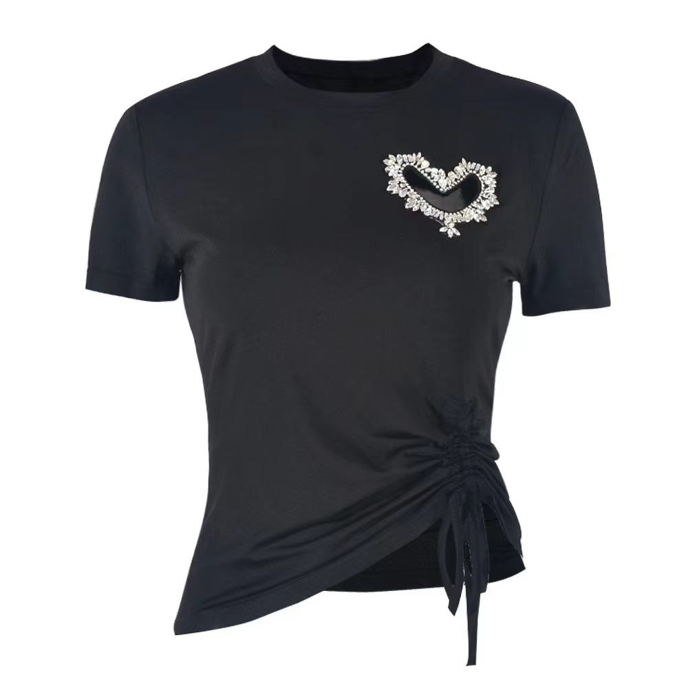 Hollow Love Diamond Irregular T-Shirt