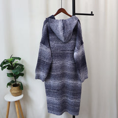 Retro Stripes Soft Hooded Knitted Cardigan