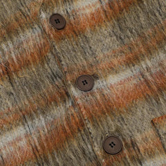 Brown Plaid Mohair V-Neck Cardigan