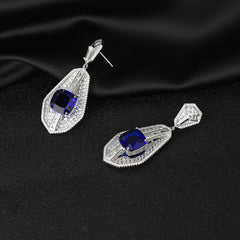 Square Diamond Fan-Shaped Inlaid Zircon Earrings