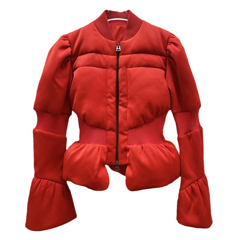 Cotton-Padded Flare Sleeves Quilt Short Jacket