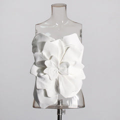 Solid 3D Flower Slim Fit Tube Top