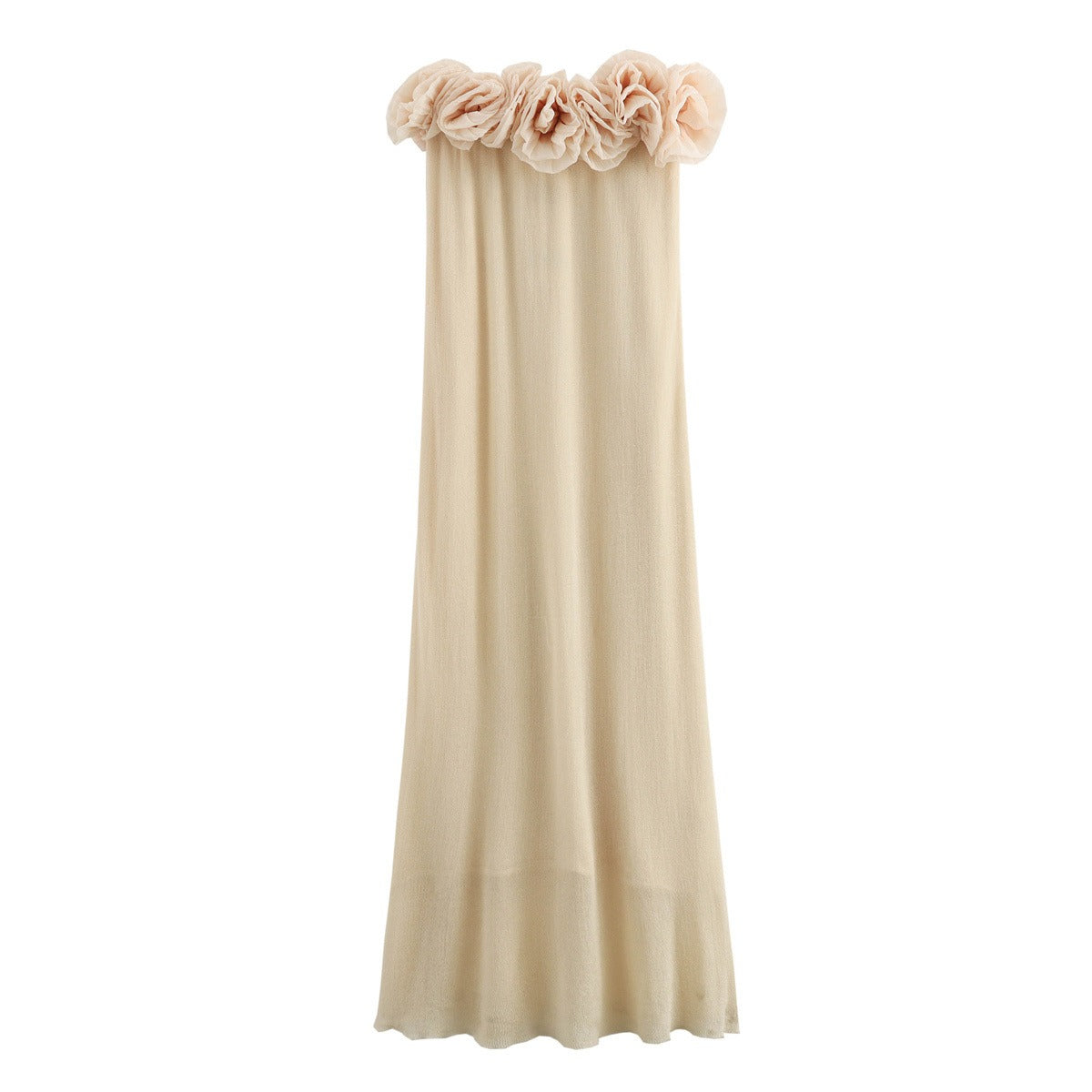 One Line Collar Flower Knitted Tube Top Dress