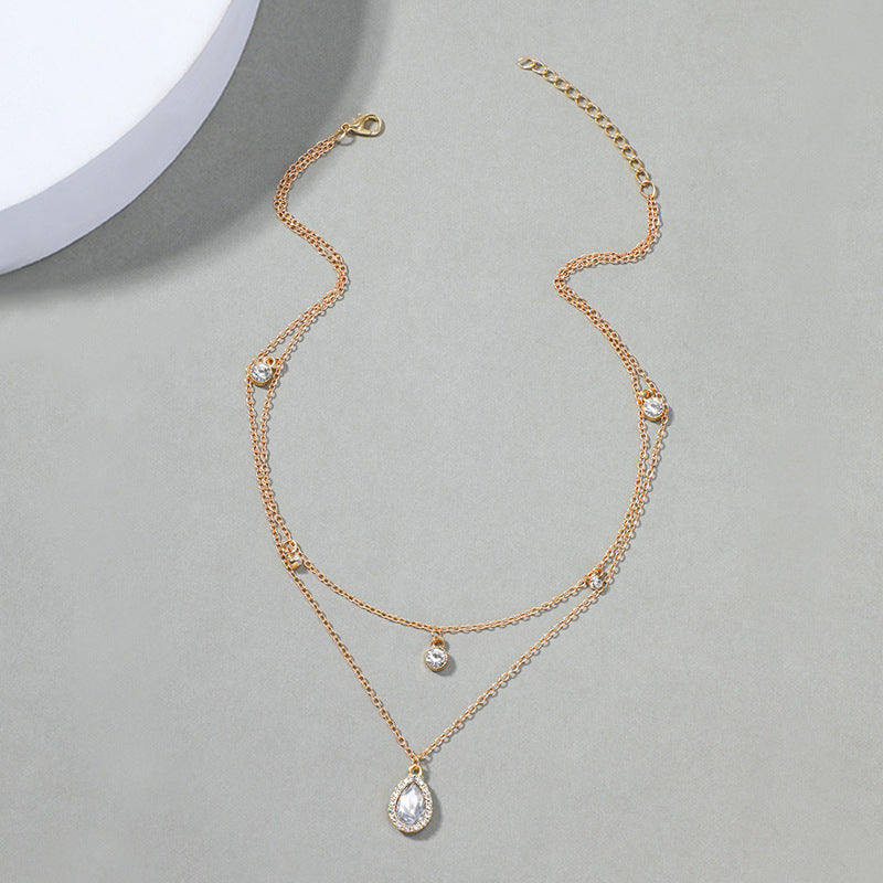 Water Drop Diamond Clavicle Chain Necklace