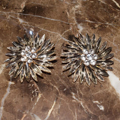 Rhinestone Sunshine Flower Big Stud Earrings