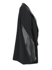 Pre Order:  Black Spliced Faux-Leather Blazer