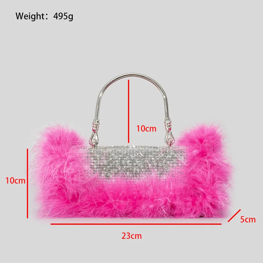 Fur Diamond Clutch Bag