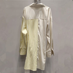 Pleated Stripe Waist Tie Shirt Dress