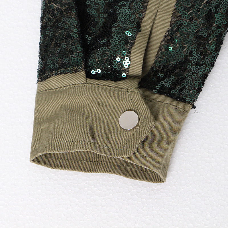 Sequined Short Bomber Jacket