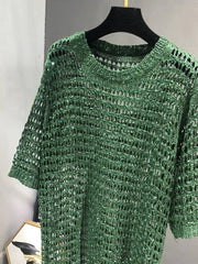 See-Through High Slit Knitted Dress