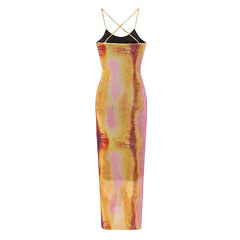 Color Blend Convertible Straps Dress