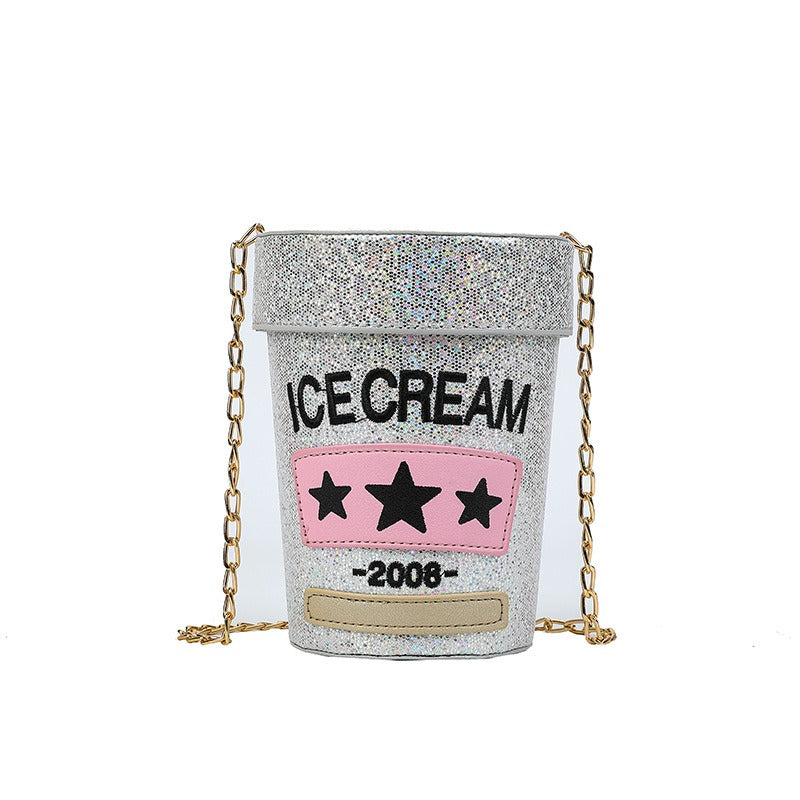 Sequin Crossbody Mini Chain Bucket Bag