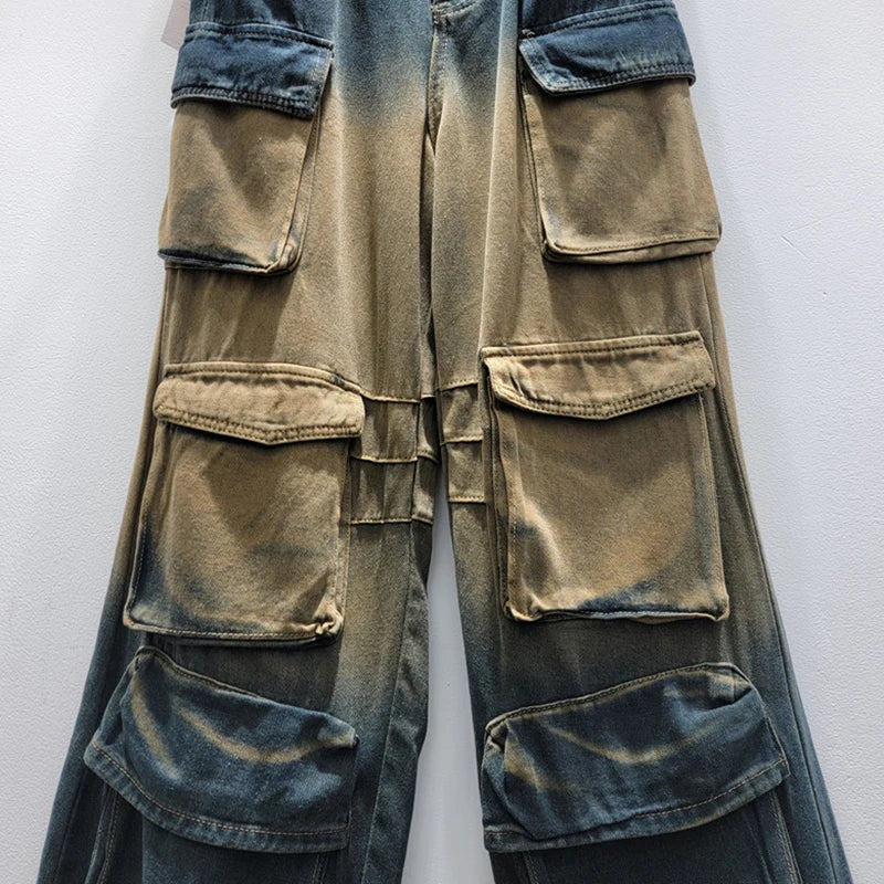Retro Multi Pocket Loose Pants