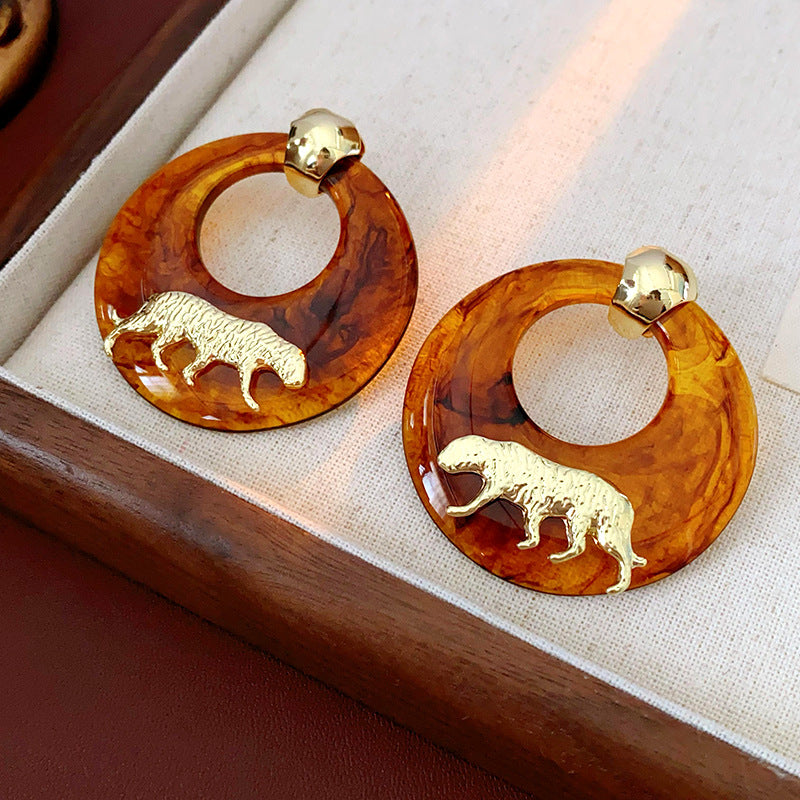Tiger Geometric Vintage Earrings