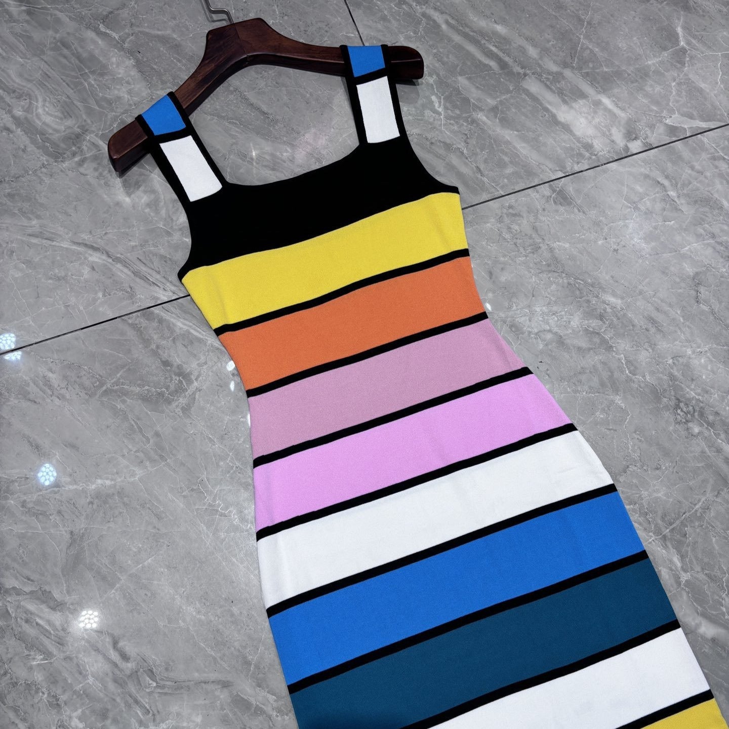 Striped Multicolor Knitted Midi Dress