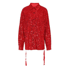 Sequins Lapel Blouse Top