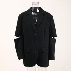 Hollow Out Elbow Sleeve Loose Coat