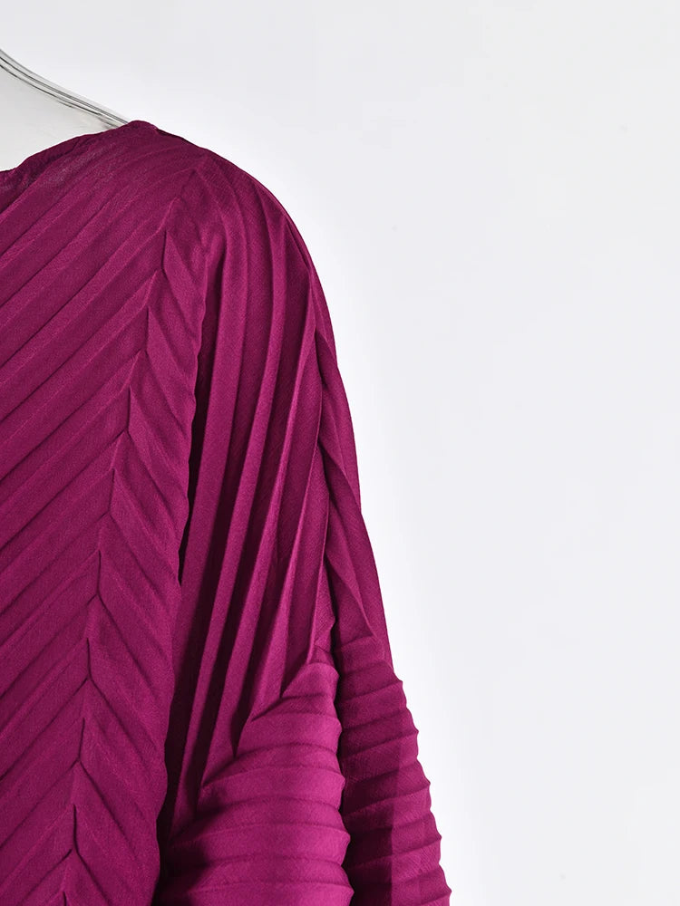 Pleated Boat Neckline Maxi Dress