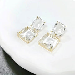 Geometric Square Crystal Earrings