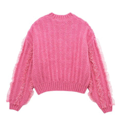 Ruffled Lace Knitted Sweater