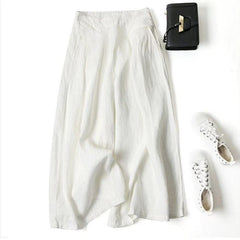 Cotton Linen High Waist Wide Leg Pants