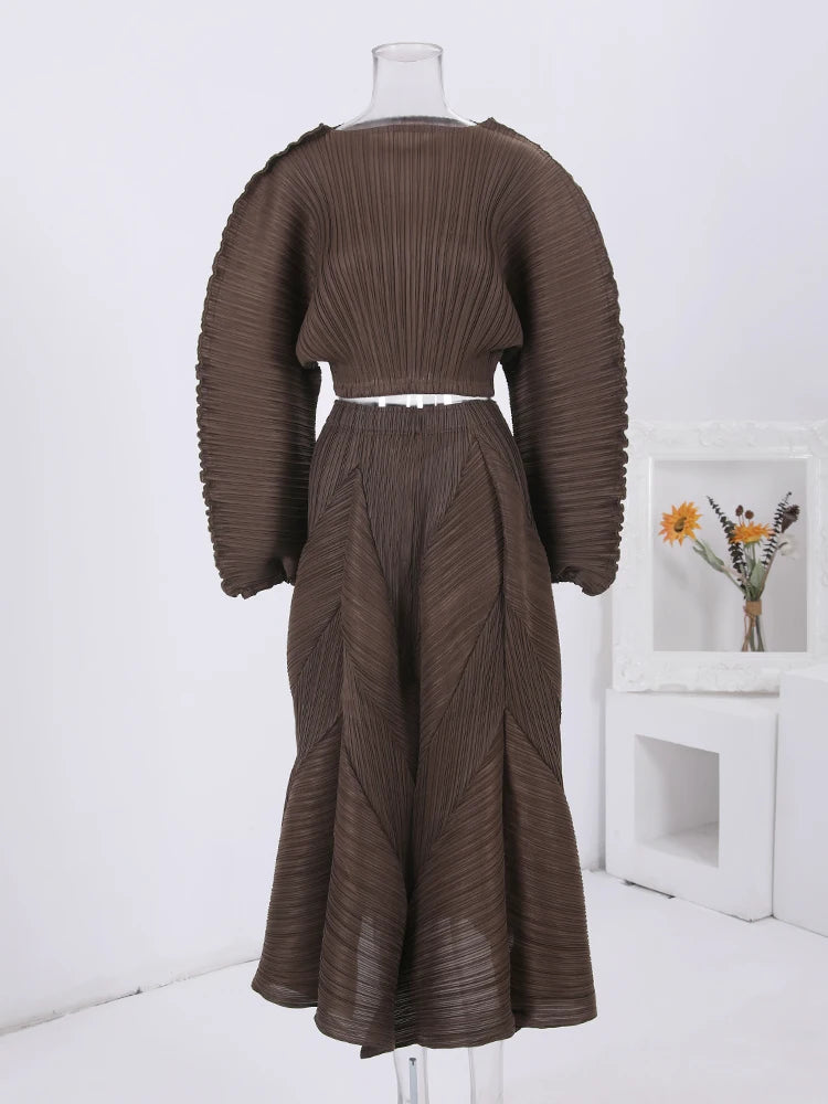 Pleated Short Top+ Pants Set