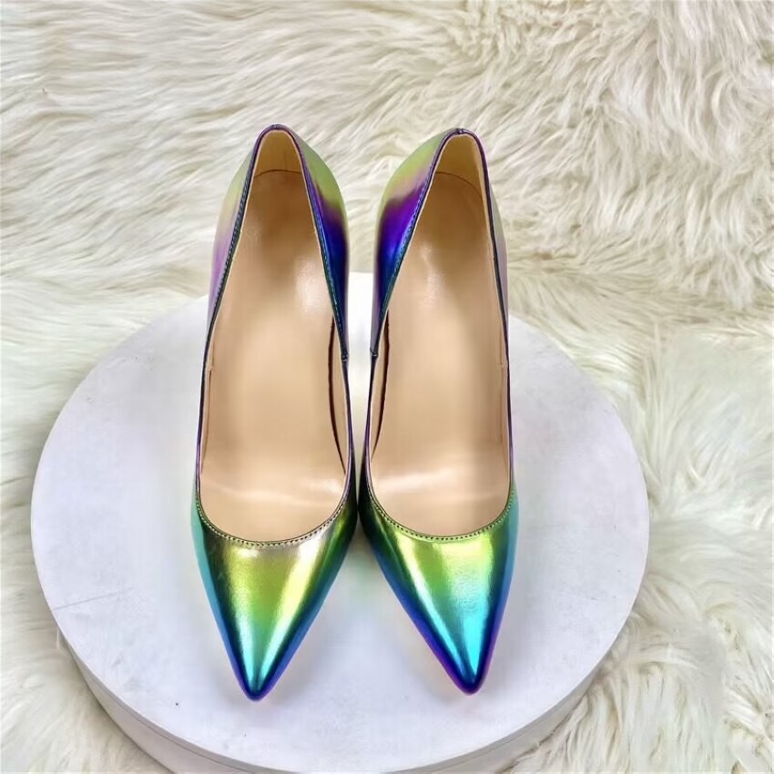 Purple Pointed-Toe Faux Leather Shoes