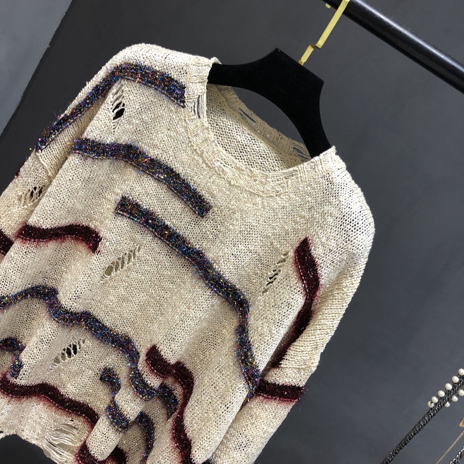 Glitzy Distressed Knitted Sweater