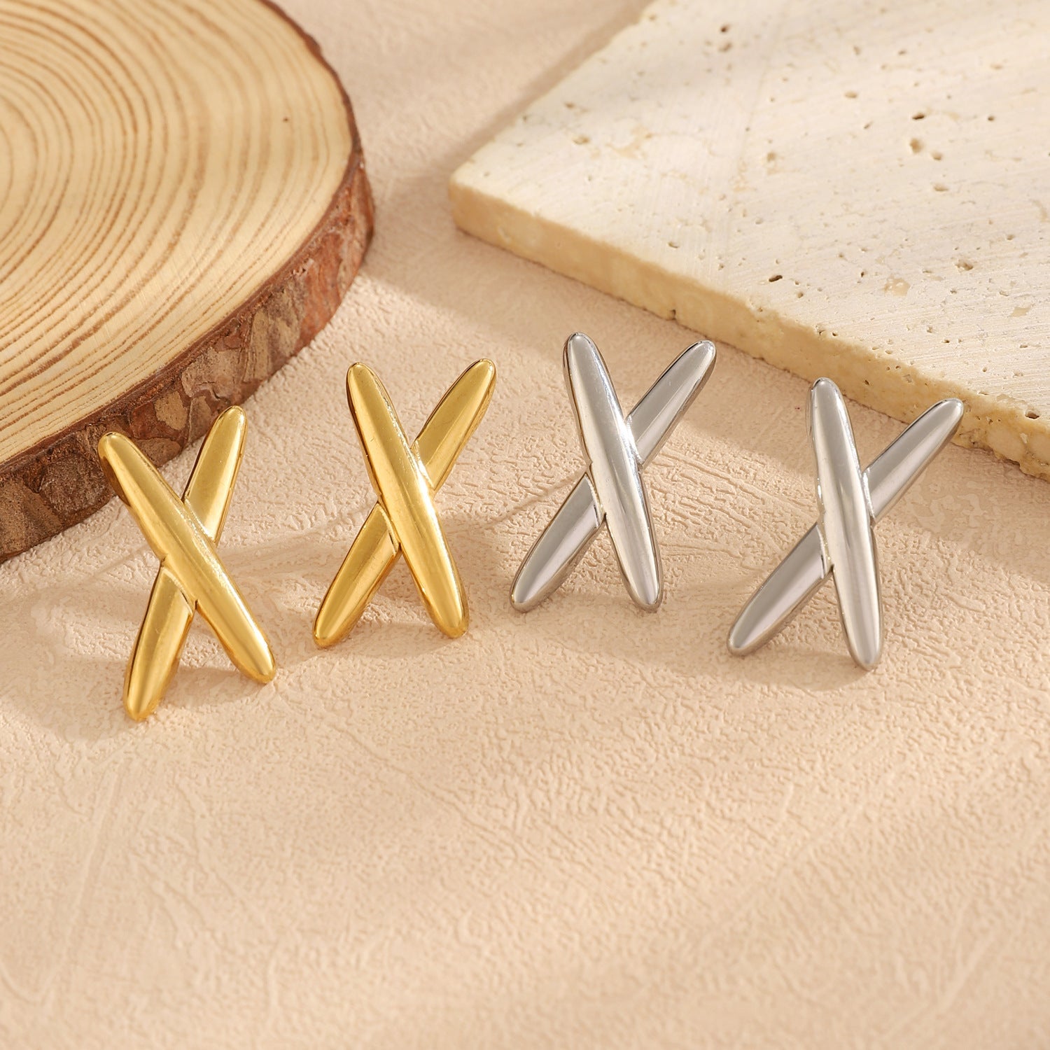 X- Shaped Stainless Steel Earrings