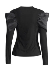 3D Bow Overlay Longsleeve Top