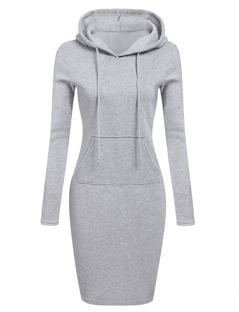 Kangaroo Pocket Hooded Midi Dress