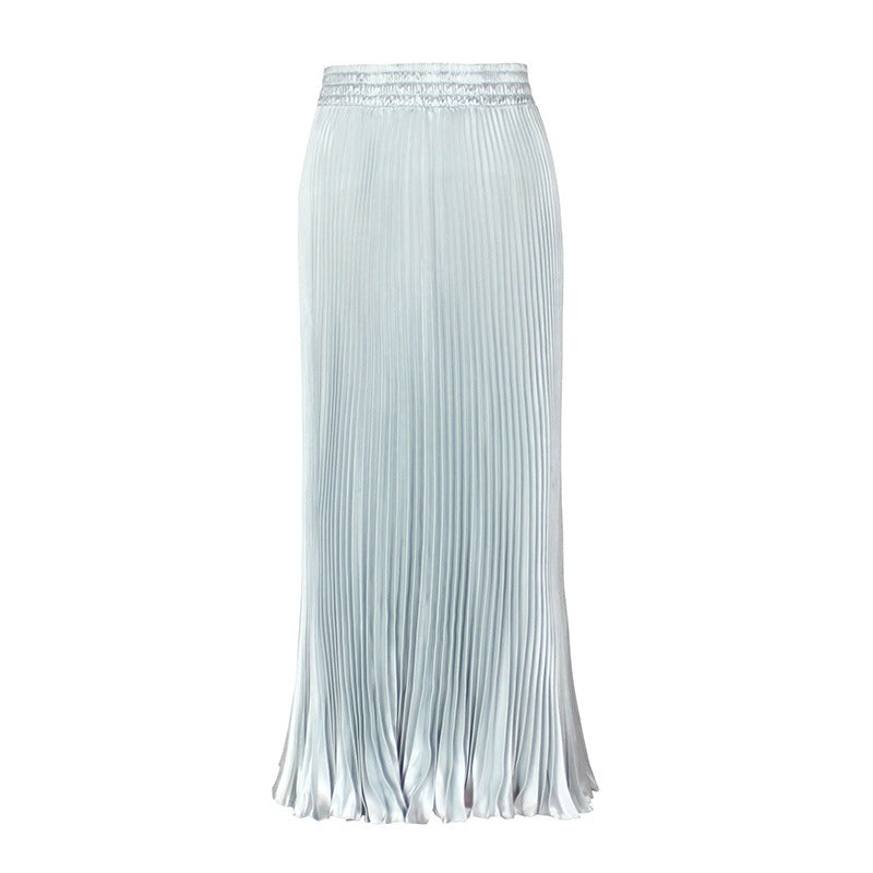 Glossy Pleated Accordion Skirt