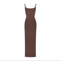 Elegant Sparkling Diamond Wrapped Maxi Dress