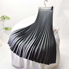 Solid Pleated A-Line Skirt