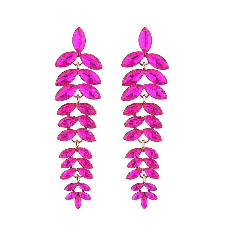 Multi-Layered Diamond Leaf Flower Earrings