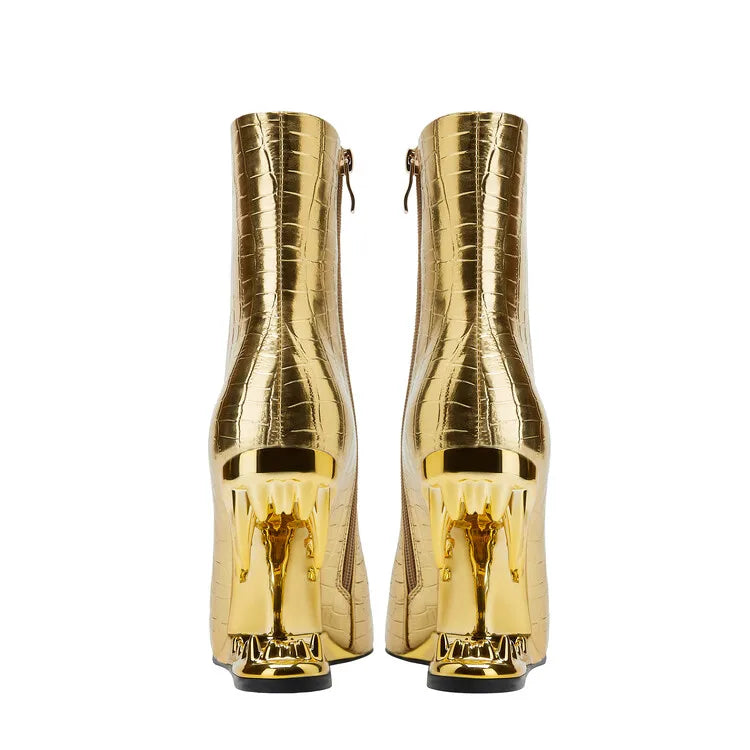 Gold Tiger Fangs Short Boots