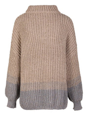 Gradient Sparkling Zip-Up Knit Cardigan