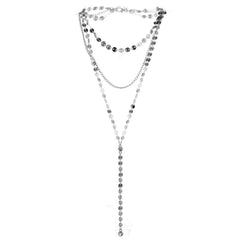 Sequin Long Chain Crystal Pendant Necklace