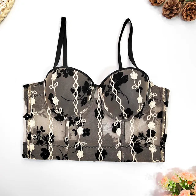 Mesh Embroidery Corset