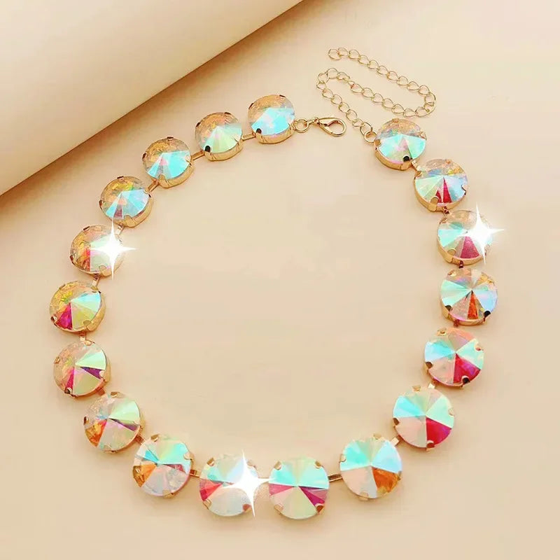 Shiny Glass Crystals Elliptic Cut Luxury Short Necklace