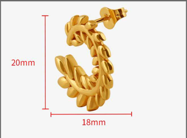 Pinnate C-Shape Earrings