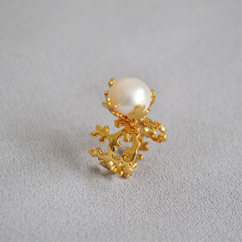 Sea Moon Baroque Pearl Classic Ring