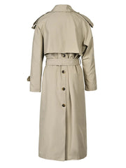 Spliced Pleated Belted Trench Coat