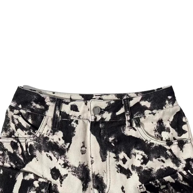 Multi Pockets Print Straight Loose Cargo Pants