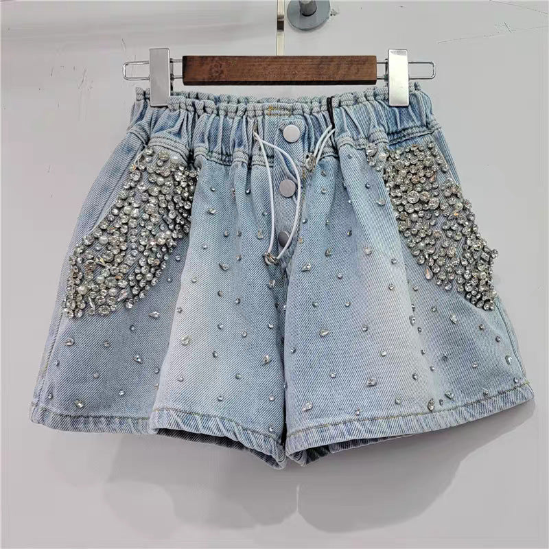 Vintage Diamond High Waist Denim Shorts