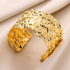 Wide Bump Pattern Open Cuff Bracelets